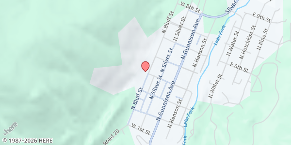 Map showing First Baptist Church at 401 Bluff St, Lake City, CO