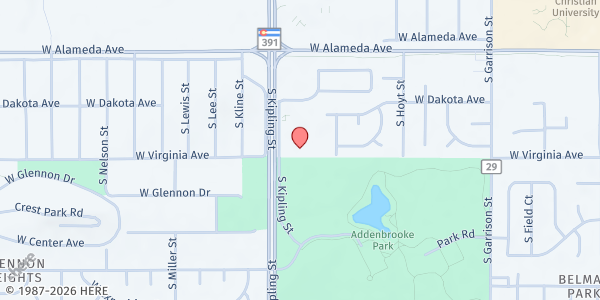 Map showing Belmar Baptist Church at 480 S. Kipling St., Lakewood, CO