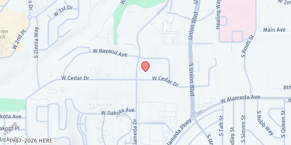 Map showing Benefits In Action - Lakewood Office at 12157 W. Cedar Dr., Lakewood, CO