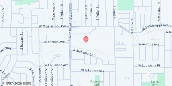 Map showing Boys & Girls Club- Lasley Elementary at 1401 S. Kendall St., Lakewood, CO