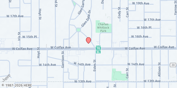 Map showing Carpenters Cupboard at 1533 Glen Ayr Dr, Lakewood, CO