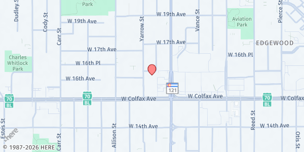 Map showing Lakewood/Clements Center at 1580 Yarrow St., Lakewood, CO