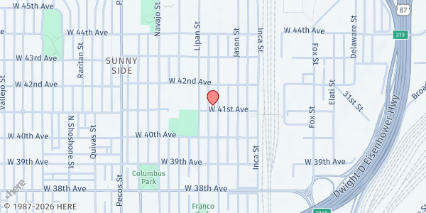 Map showing Redeeming Love Fellowship & Mean Street Ministry - Lakewood at 1380 Ammons St., Lakewood, CO