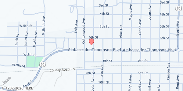 Map showing Bent County Community Center at 1214 Ambassador Thompson Blvd, Las Animas, CO