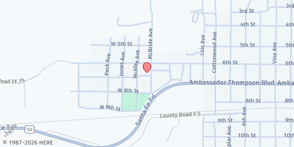 Map showing Bent County Food Endeavor at 1724 Ambassador Thompson Blvd, Las Animas, CO