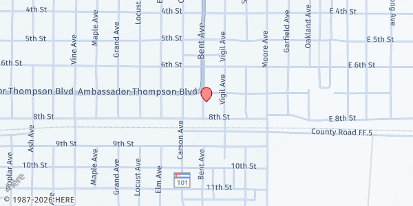Map showing Las Animas Helping Hands at 746 Bent Ave, Las Animas, CO