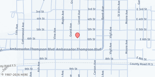 Map showing Las Animas Helping Hands at 614 6th St, Las Animas, CO
