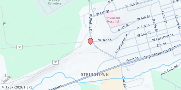 Map showing First Presbyterian Church at 299 McWethy Dr, Leadville, CO