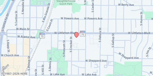 Map showing CDHS - Arapahoe (Littleton) at 1690 W. Littleton Blvd., Littleton, CO