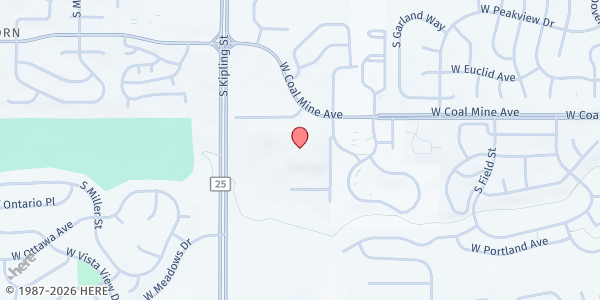 Map showing Columbine Hills Food Pantry at 9700 Old Coal Mine Rd., Littleton, CO