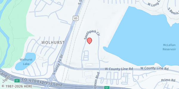 Map showing Discover Community Church at 13416 W. Arbor Pl., Littleton, CO