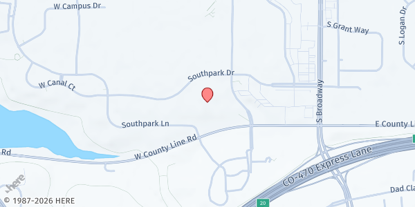 Map showing Mission Hills Church at 620 Southpark Dr., Littleton, CO