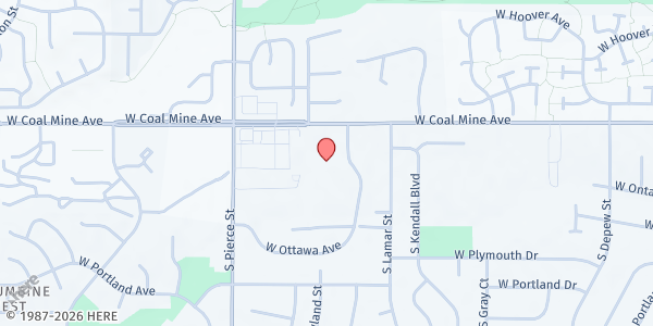 Map showing Open Arms Food Bank at 6500 W. Coal Mine Ave, Littleton, CO