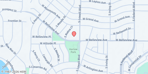 Map showing Saint James Presbyterian Church at 3601 W Belleview Ave, Littleton, CO