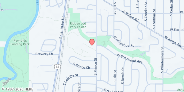 Map showing St. Mary Parish at 6853 S. Prince St., Littleton, CO