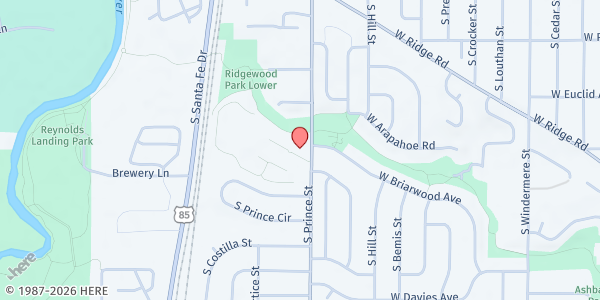 Map showing St. Mary Parish Pantry at 6853 S. Prince St., Littleton, CO