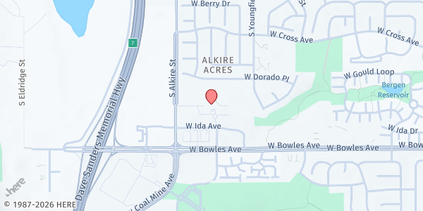 Map showing Waterstone Food Pantry at 5890 S Alkire St, Littleton, CO