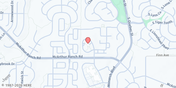 Map showing Pax Christi Catholic Community at 10675 Jaguar Dr., Lone Tree, CO