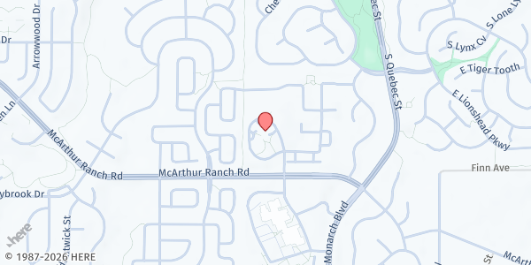 Map showing St. Elizabeth's Pantry at 10675 Jaguar Dr., Lone Tree, CO