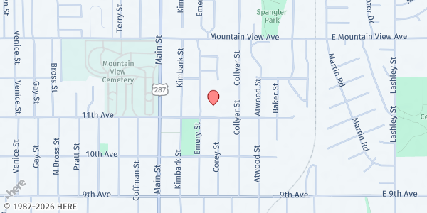 Map showing Heart of Longmont Fridge at 350 11th Ave., Longmont, CO