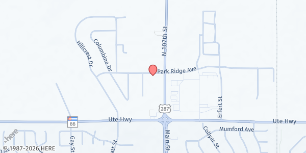 Map showing Longmont United Hospital Fridge at 1950 Mountain View Ave., Longmont, CO