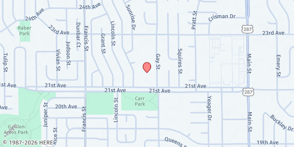 Map showing Our Center's Community Market at 2101 Gay St., Longmont, CO