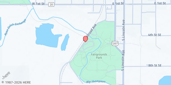 Map showing Fairgrounds Park at 700 S Railroad Ave, Loveland, CO