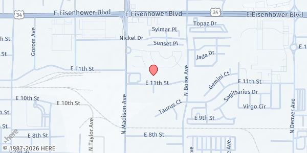 Map showing House of Neighborly Service-Loveland at 1511 E 11th St, Loveland, CO