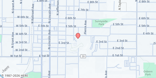 Map showing Loveland Library at 300 N Adams Ave, Loveland, CO