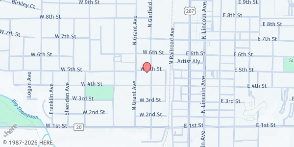 Map showing Meals on Wheels of Loveland and Berthoud at 427 North Garfield, Loveland, CO