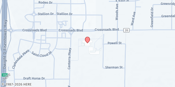 Map showing SERVE 6.8- Rez. Church at 6502 E. Crossroads Blvd., Loveland, CO