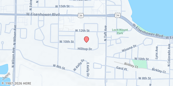 Map showing Society of St. Vincent de Paul - St. John the Evangelist at 1730 W. 12th St., Loveland, CO