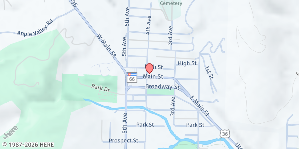 Map showing Lyons Community Food Pantry at 350 W Main St, Lyons, CO