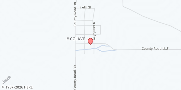 Map showing 5 Loaves Pantry at 209 E. 1st, Mc Clave, CO