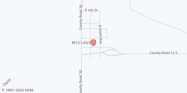Map showing Five Loaves Food Pantry at 209 E 1st St, McClave, CO