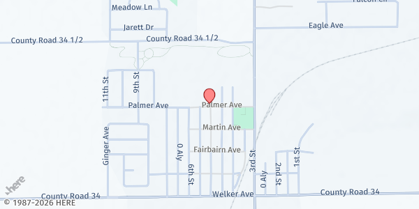 Map showing United Methodist Church at 501 Palmer Ave, Mead, CO