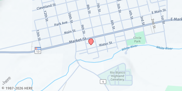 Map showing Meeker Housing Authority at 875 Water St, Meeker, CO