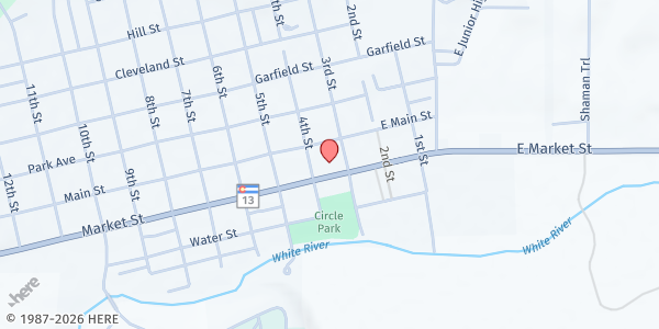 Map showing Rio Blanco Food Stamp Office at 345 Market St, Meeker, CO