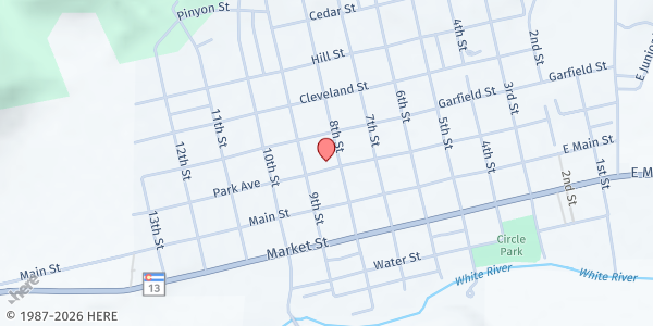 Map showing White River Methodist Church Food Bank of Meeker at 809 Park Ave, Meeker, CO