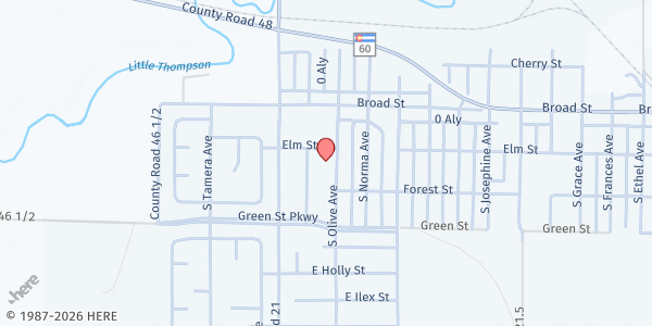 Map showing Milliken Food Pantry at 201 S Olive Ave, Milliken, CO