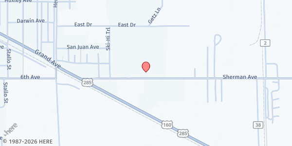 Map showing Rio Grande County Mobile Market - Ski Hi Complex at 2389-2499 Sherman Ave., Monte Vista, CO