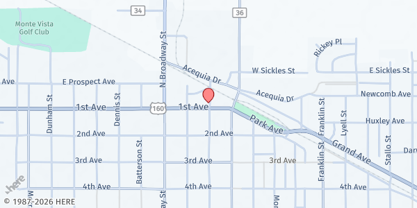 Map showing Templo Sion Assembly of God at 881 US Hwy 285, Monte Vista, CO