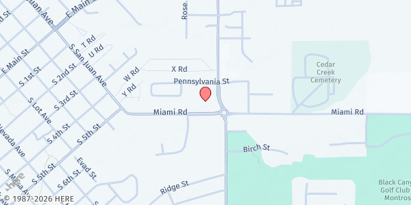 Map showing Crossroads Victory at 515 S. Hillcrest Dr., Montrose, CO