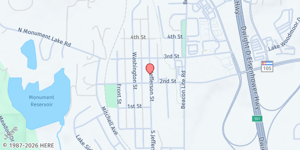 Map showing Tri-Lakes Cares at 235 N. Jefferson St., Monument, CO