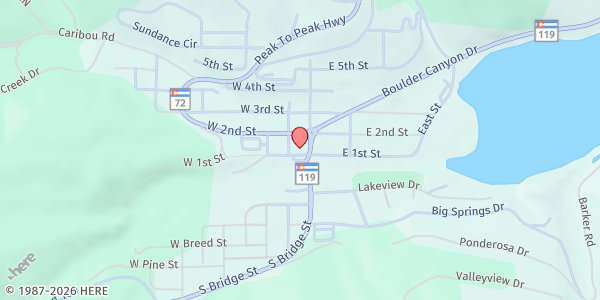 Map showing Nederland Food Pantry at 196 W. 1st St., Nederland, CO