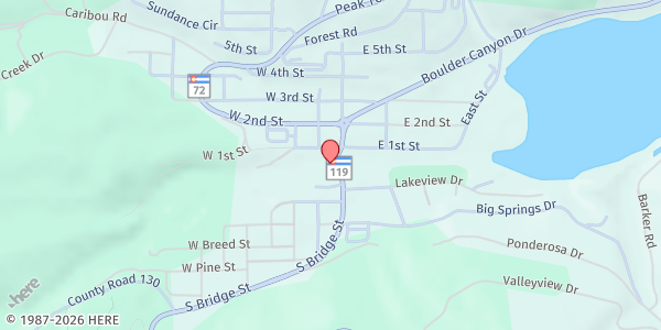 Map showing Nederland Food Pantry at 750 North Highway 72, Room 106, NEDERLAND, CO