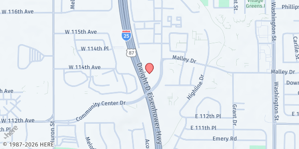 Map showing The Premier Foundation Inc.-Mobile Pantry at 505 Community Center Dr, Northglenn, CO
