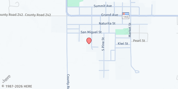 Map showing Fresh Foundation-Norwood Food Bank at 1470 S Spruce St, Norwood, CO