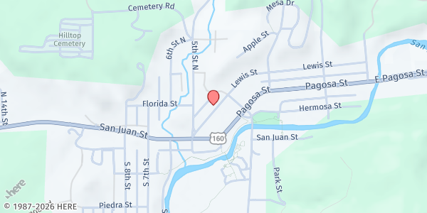 Map showing Community UMC Pagosa Springs at 434 Lewis St, Pagosa Springs, CO
