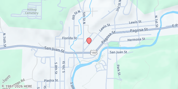 Map showing Immaculate Heart of Mary/Pope John Paul II at 353 S. Pagosa Blvd., Pagosa Springs, CO
